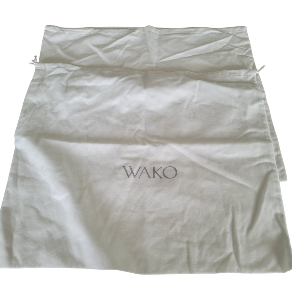 WAKO White Cotton Drawstring Dust Bags Set of 2 Handbag Storage Large Soft